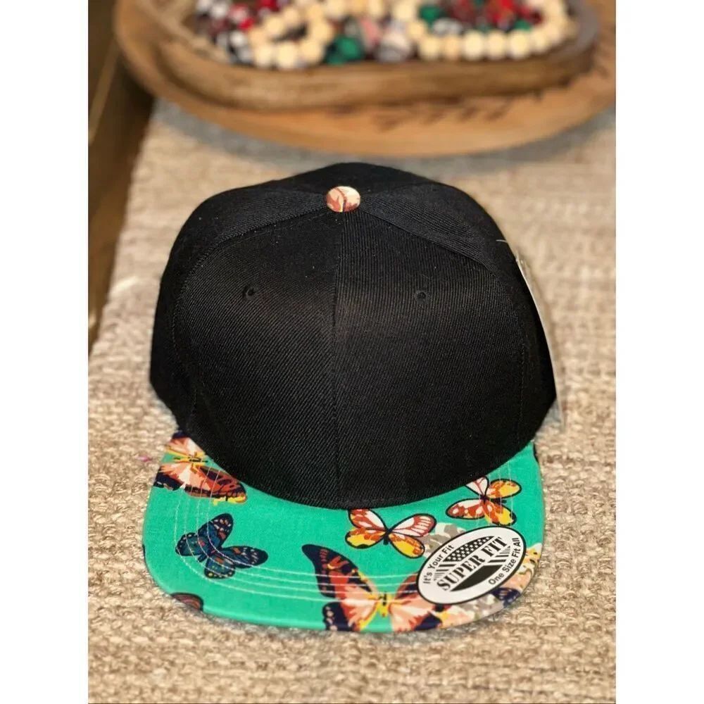 Baseball Cap Snapback butterfly Adjustable Flat Bill Visor Hat Hip Hop Style Hat